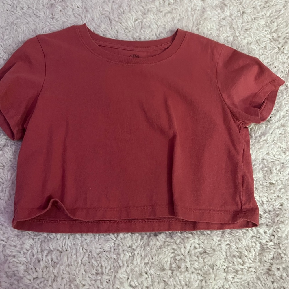 Urban outfitters pink cropped t shirt